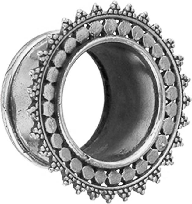Actual product image Star Piercing Flesh Tunnel silver flower circle with dots (Brass)