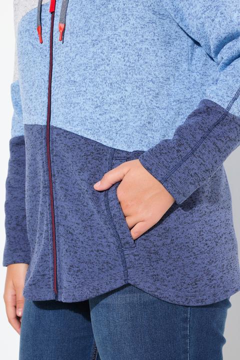 Produktbild Ulla Popken Strickfleece-Jacke, Colorblocking, Kapuze, Zipper (42, 44)