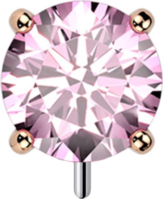 Produktbild Star Piercing Threadless rosegold dick front mit Kristall pink gefasst (ohne Messing, Titan G23)