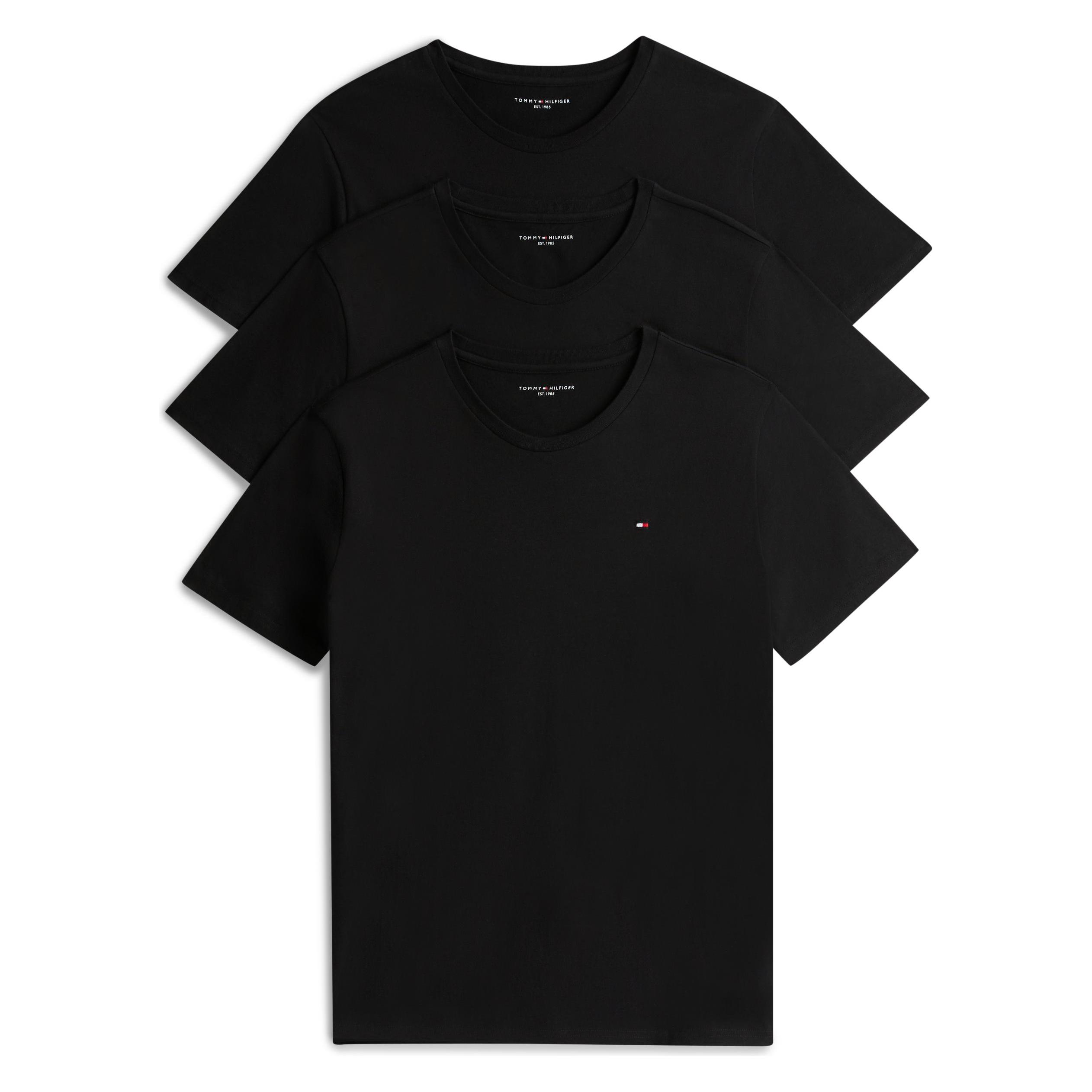 Tommy Hilfiger, Mannen, T-shirts, 3p Ss Tee, Zwart, (S)