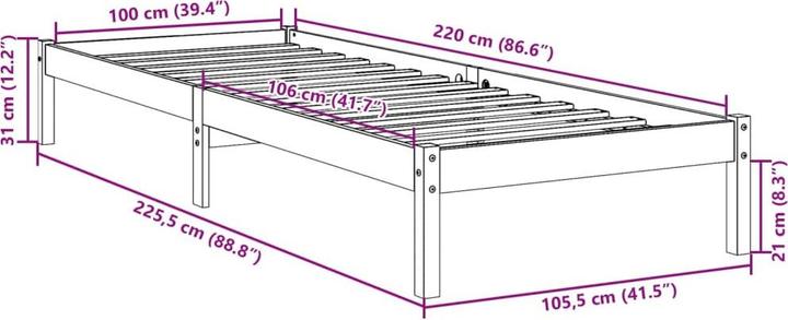 Image du produit vidaXL Bettgestell (100 x 220 cm)
