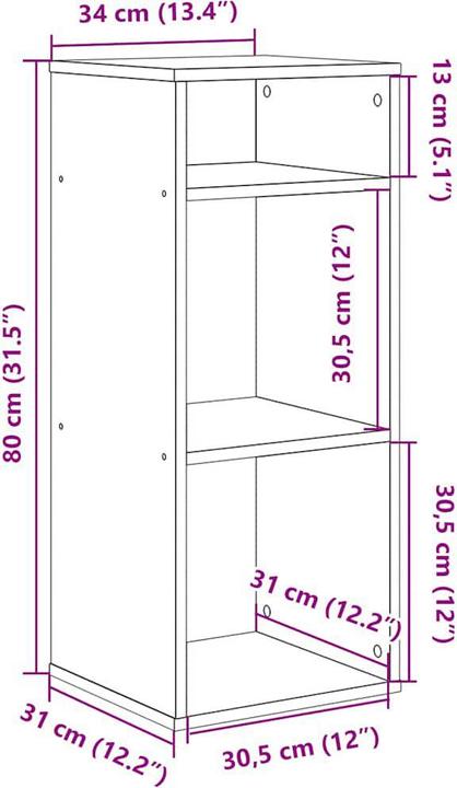 Image du produit vidaXL Bücherschrank (34 x 31 x 80 cm)