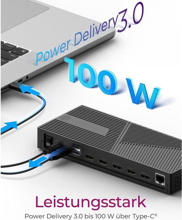 Produktbild Icy Box USB-C Docking station, Dual 4K Display Dock, IB-DK2246AC (USB-C, 14 Ports)