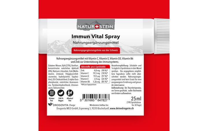 Nährwerte und Zutaten Naturstein Vitamin Spray Immun Vital (1 Stück, Spray, 44 g)