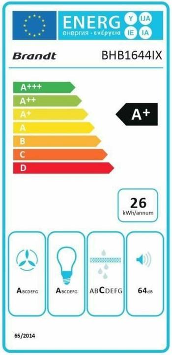 Energie-Label Brandt BHB1644IX (Wandhaube)