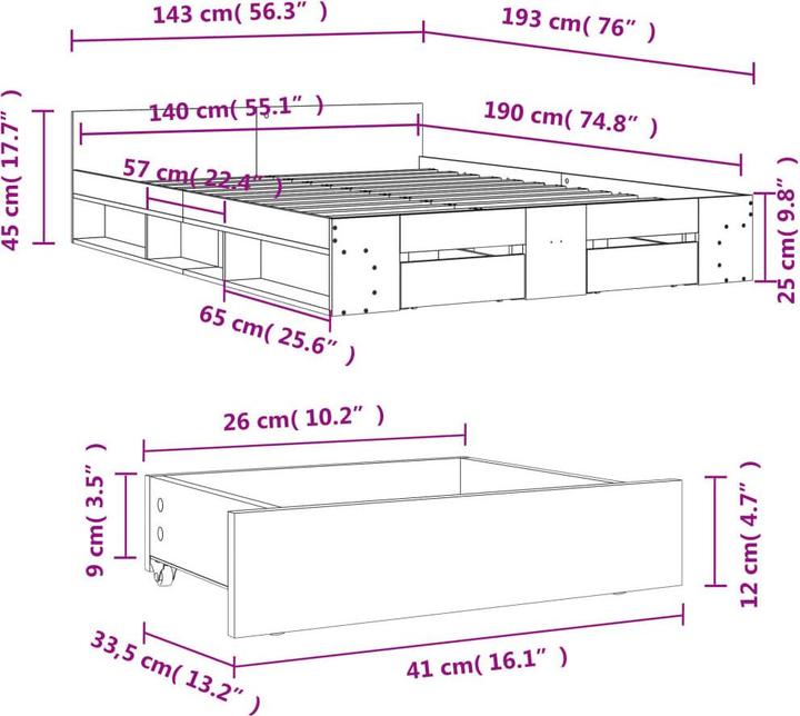 Image du produit vidaXL Bettgestell (140 x 190 cm)
