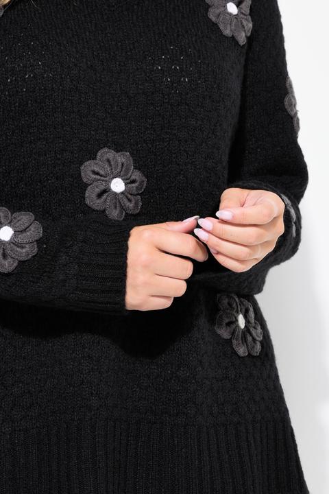Immagine prodotto Miamoda Pullover, Classic Fit, 3D Blüten, Seitenschlitze (46, 48)