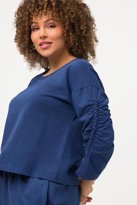 Actual product image Ulla Popken Cropped Oversized Sweatshirt with Ruched Sleeves (58)