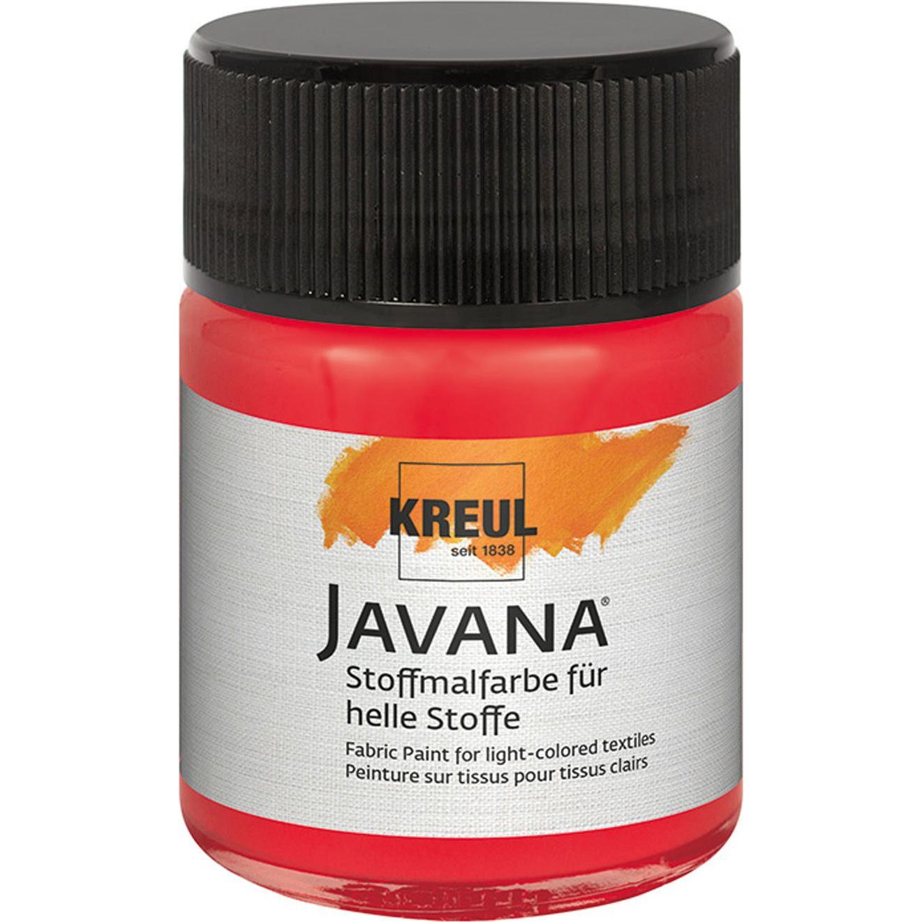 Kreul, Künstlerfarbe + Bastelfarbe, Javana Stoffmalfarbe für helle Stoffe, 50 ml (Hellrot, 50 ml)
