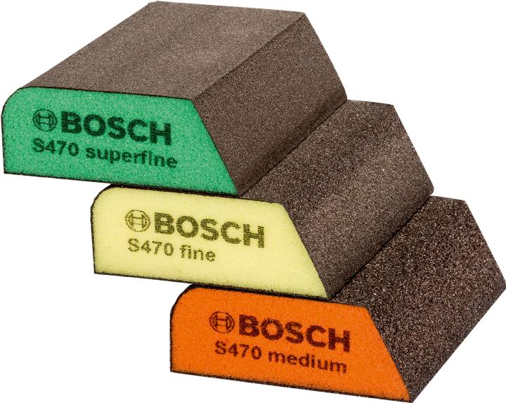 DIY 3-piece pack of sanding sponges, ribbed 97 x 69 x 26 mm, M, F, SF (3.0 Parts)