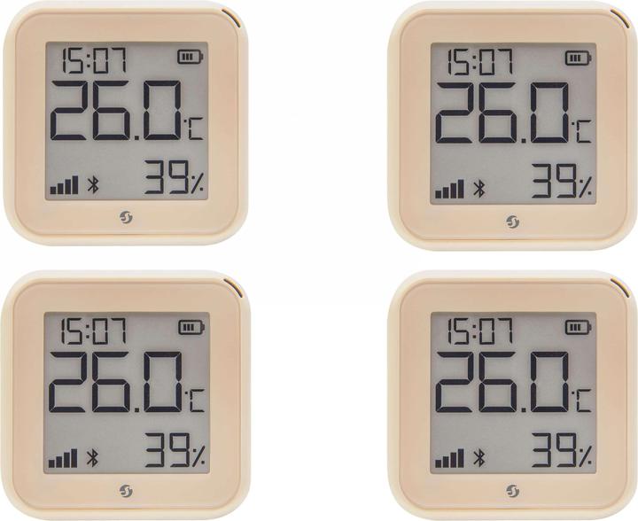Shelly WLAN-Temperatur- u. Feuchtigkeitssensor Plus H&T Gen. 3, BT, Mokka, 4 Stück