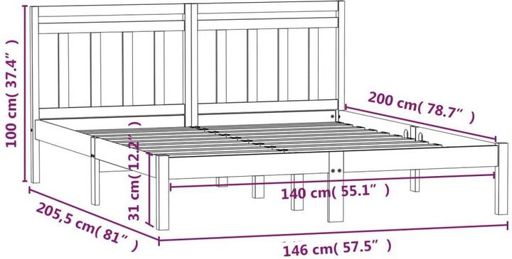 Image du produit vidaXL Bettrahmen (140 x 200 cm)