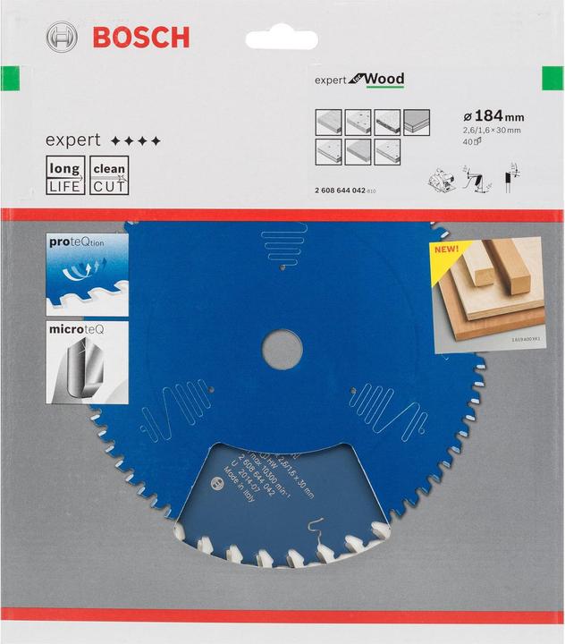 Produktbild Bosch Professional Zubehör Kreissägeblatt Expert for Wood, 184 x 30 x 2,6 mm, 40