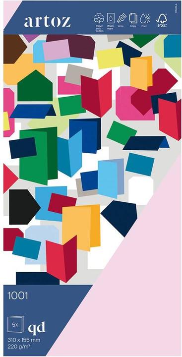 Actual product image Artoz 1001 Pkg 5 cards qd cherry blossom (Square, 220 g/m²)