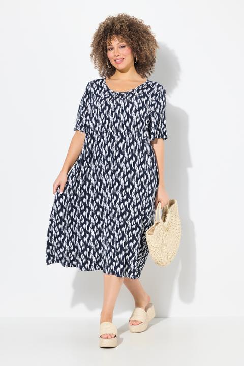 Actual product image Ulla Popken Graphic Print Short Sleeve Midi Dress (58)