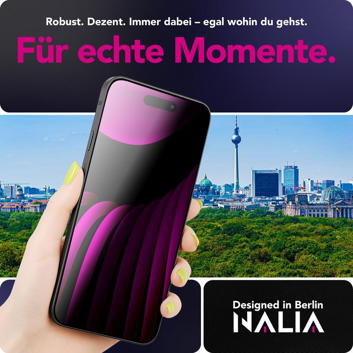 Produktbild Nalia Schutzglas "AntiSpyX" - Privacy Display Glas 9H Härte - Anti-Spy Screen Protector Tempered Glass (1 Stk., Apple iPhone 17 Pro Max)