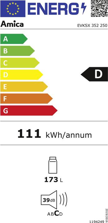 Energy Label Amica EB cooling unit (173 l)