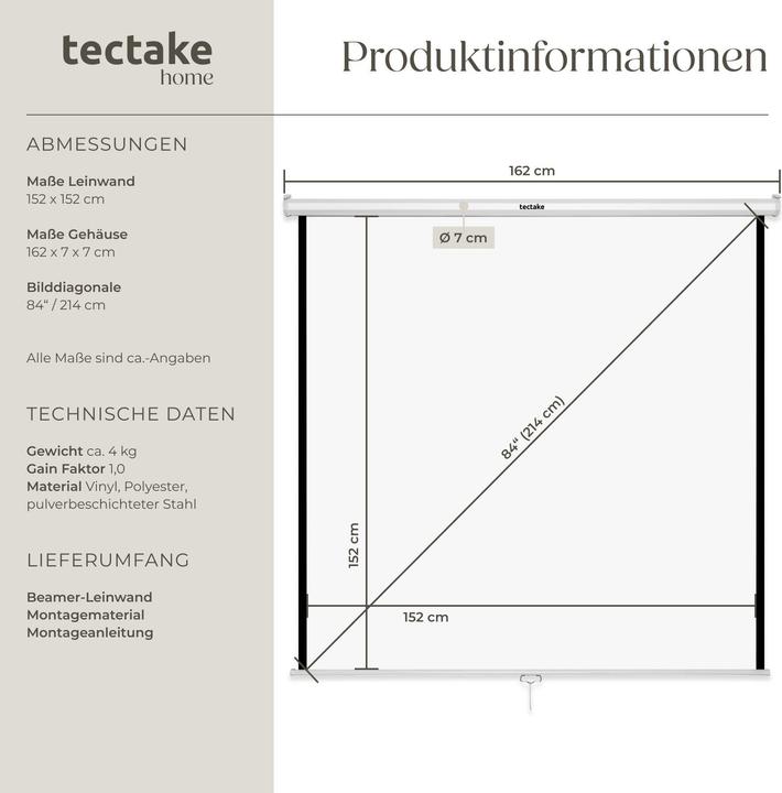 Actual product image tectake Rollo Beamer (84", 1:1)