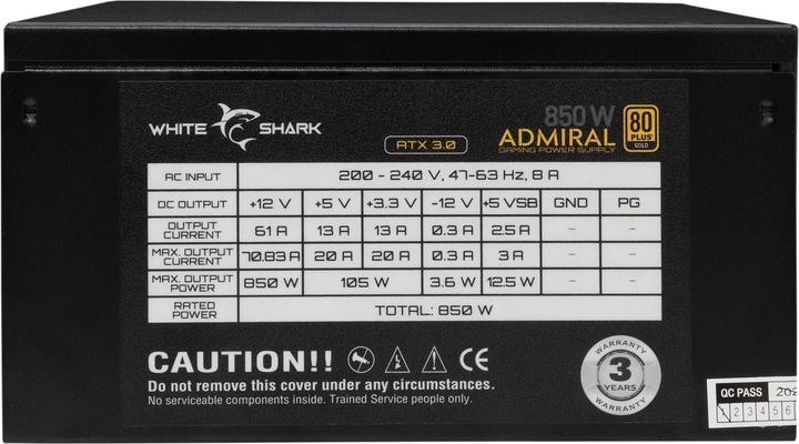 Produktbild White Shark Shark GPSU-850W Admiral 850W 80+ GOLD Full Modular (850 W)
