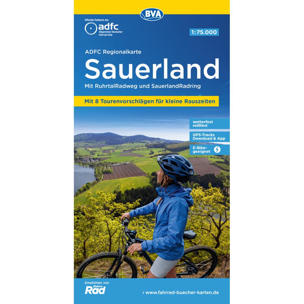 ADFC-Regionalkarte Sauerland m.Tagestou, Landkarte
