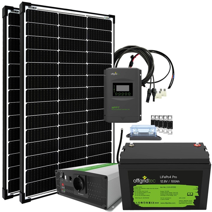 Offgridtec ® Autark Pro M 200W solar system - 1500W AC power 100Ah LiFePO4 battery (100 W)
