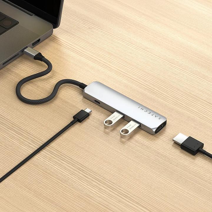 Produktbild Satechi Slim 4 Multiport Hub Silver (USB-C, 4 Ports)