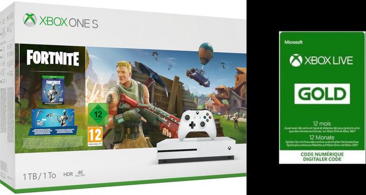 Produktbild Microsoft Xbox One S, Fortnite + Xbox Live 12M