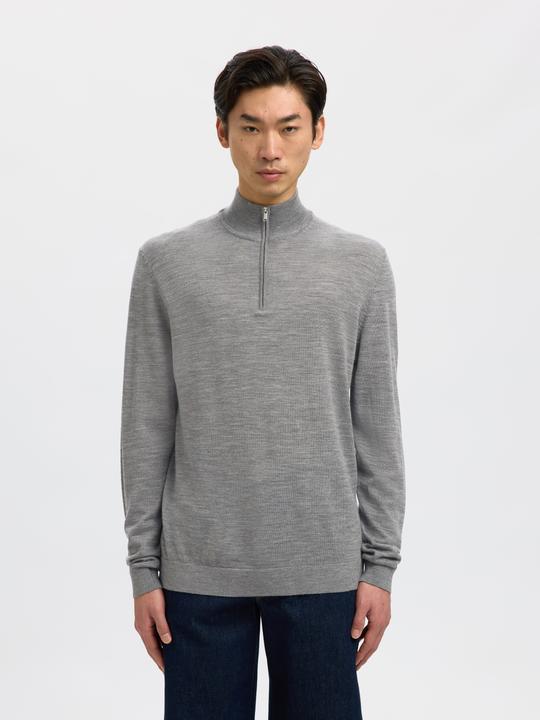 Actual product image Selected Slhtray Ls Knit Merino Half Zip Noos (S)