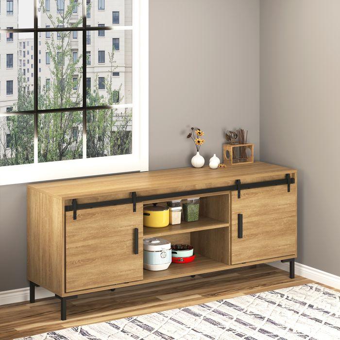 Image du produit Swisshandel24 Système de porte coulissante Rail de porte coulissante pour portes doubles en bois Accessoires