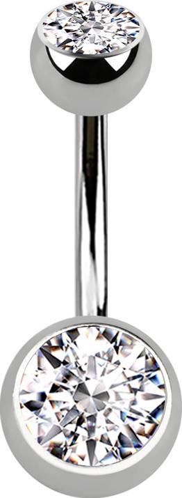 Produktbild Star Piercing Banane silber Innengewinde mit zwei Kugeln silber mit Kristall silber (ohne Messing, Titan)