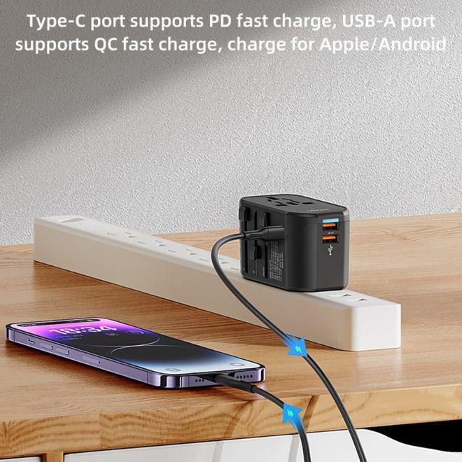 Thumbnail - Usams, Reiseadapter, T59 Reiseladegerät mit 20W Dual USB-A + Type-C