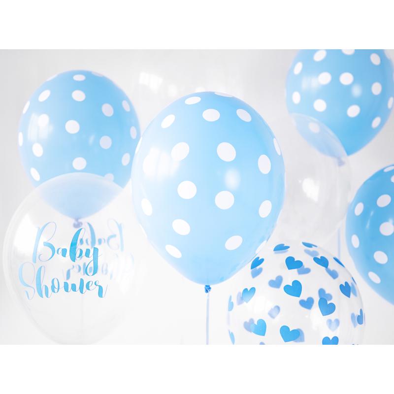 Thumbnail - Partydeco Balloons 30cm, Dots, Pastel Baby Blue (1 pkt / 6 pc.)