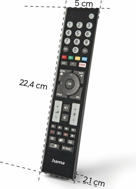 Actual product image Hama Universal remote control for Grundig TVs, IR, adaptive, illuminated buttons (Universal remote control, Infrared)