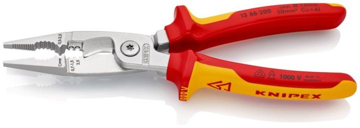 Productafbeelding Knipex Elektrische installatietang L.200mm VDE zonder openingsveer verchroomd 2comp. hulzen w... (200 mm)
