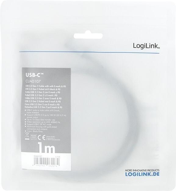 Immagine prodotto LogiLink USB C — USB C (1 m, USB 3.2 Gen 2, 10 W)