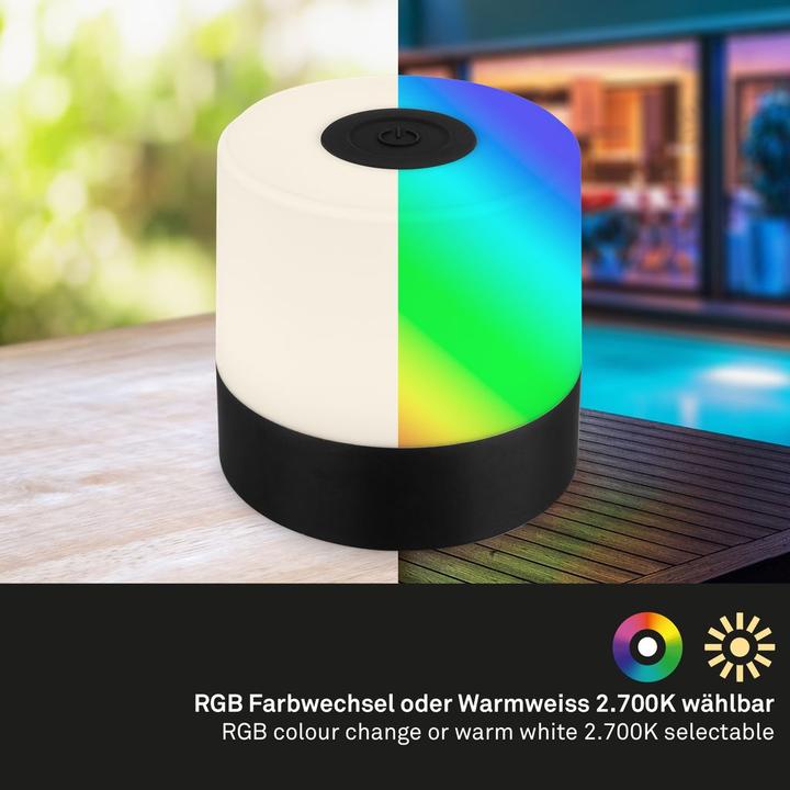 Image du produit Briloner Akku RGB LED lampe de table, noir, 1xLED/1,5W (100 lm)