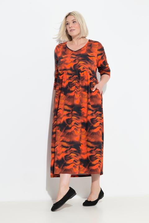 Produktbild Ulla Popken Maxikleid, A-Linie, V-Ausschnitt, Langarm, Taschen (50, 52)