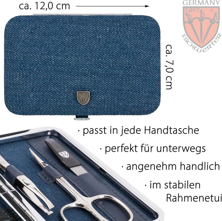 Immagine prodotto Kellermann Set manicure 6 pezzi lima in vetro Genova Blue Textile Jeans