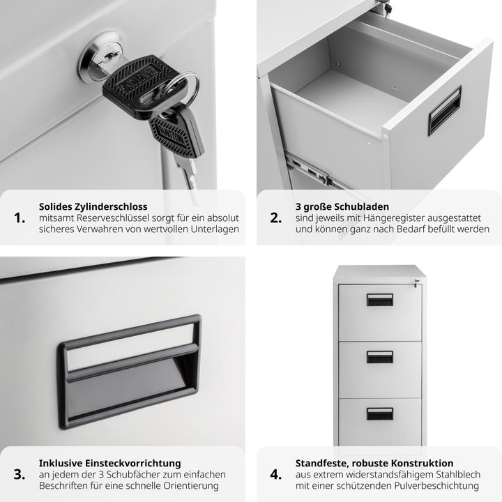 Produktbild tectake Aktenschrank mit 3 Schubladen