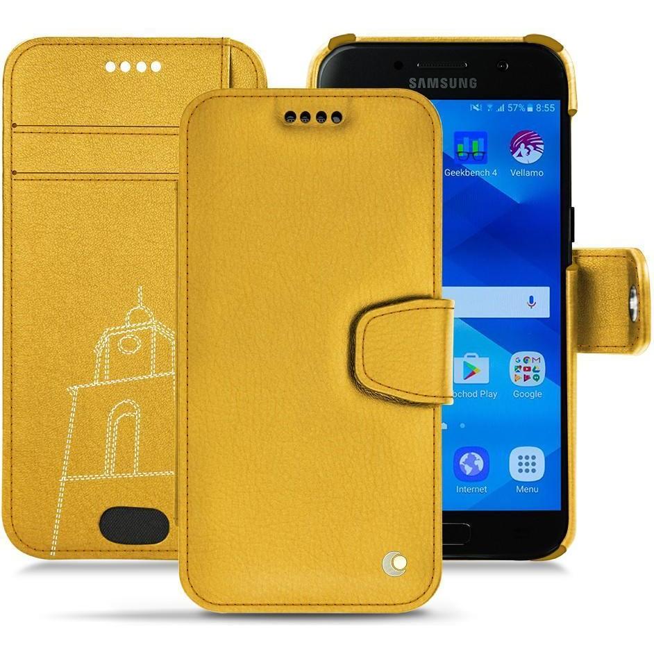 Noreve Lederschutzhülle Wallet (Samsung Galaxy A3 (2017)), Smartphone Hülle, Orange