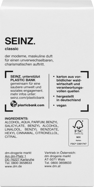 Actual product image dm Seinz. Eau de Toilette classic (Eau de toilette)