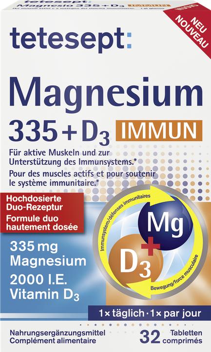 Produktbild Tetesept Magnesium 335 + Vitamin D3 Immun (32 Stück, Tabletten, 56 g)