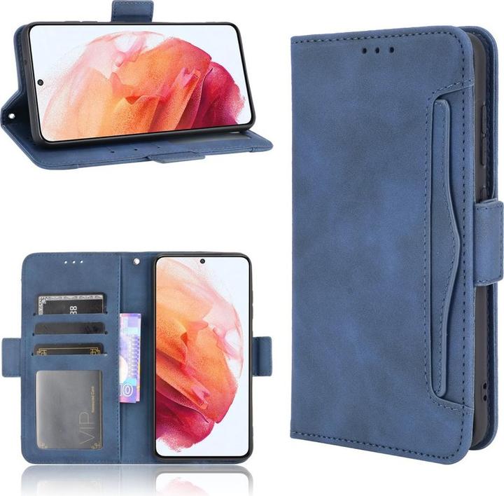 Produktbild Cover-Discount Galaxy S21 FE - Etui mit vielen Kartenfächer blau (Samsung Galaxy S21 FE)