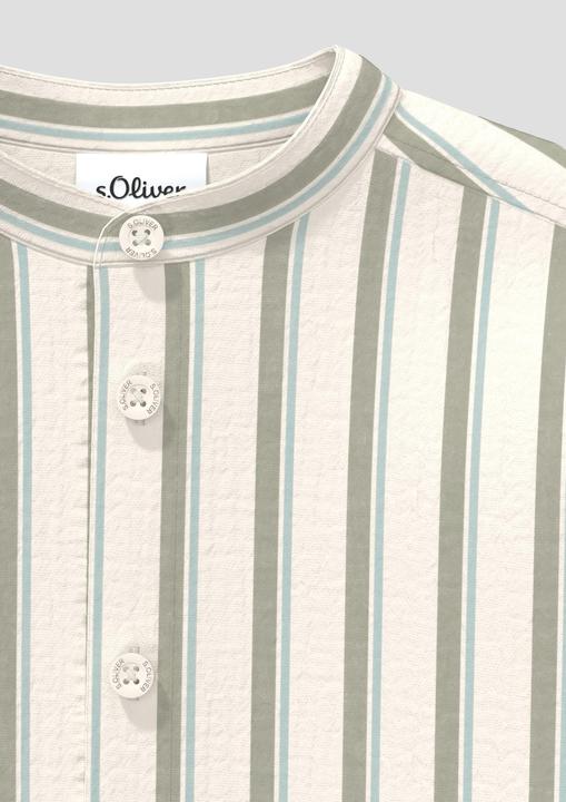 Immagine prodotto s.Oliver Gestreiftes Double Cloth Langarmhemd mit Stehkragen (86)