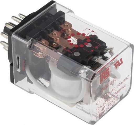 Immagine prodotto RS PRO Relè monostabile, relè a innesto Contatto di commutazione a 3 poli 10A 230V ac bobina / 2,75W