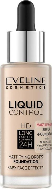 Eveline EVELINE Liquid Control HD Mattifying Drops Foundation matujący podkład do twarzy 002 Soft Porcelain (002 Porcelaine douce)
