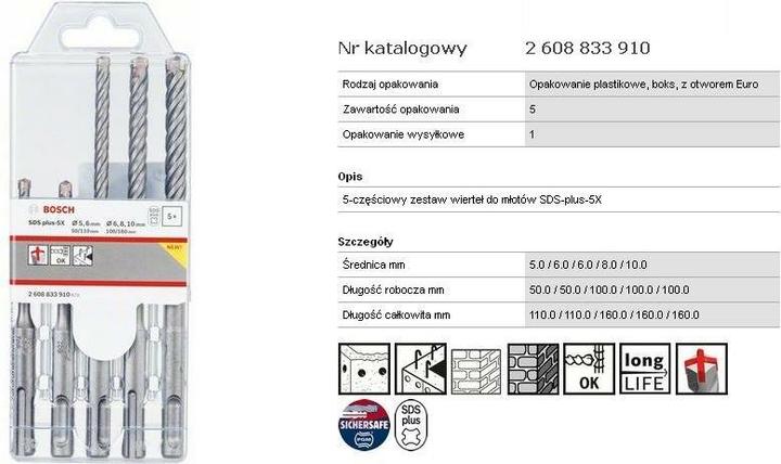 Actual product image Bosch Zubehör Hammerbohrer-Set (10.0 mm, 5.0 mm, 6.0 mm, Ø 8.0 mm)