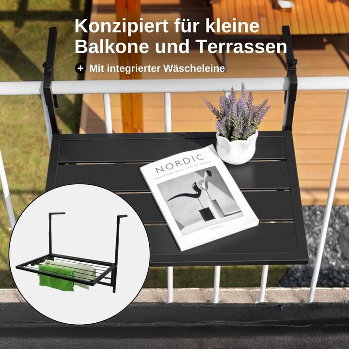 Produktbild Hermex Balkon-Hängetisch Klappbarer Balkontisch Outdoor-Tisch Ablage (60 cm)