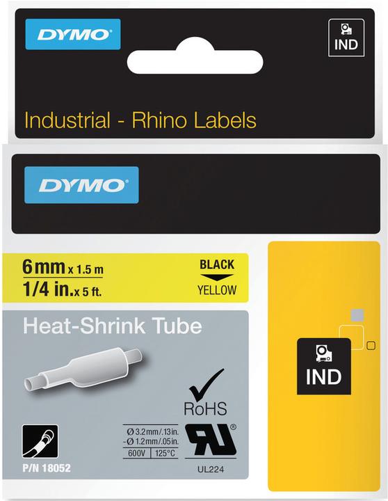 Produktbild Dymo Rhino Heissschrumpfschlauch, gelb (0.60 cm, Gelb)