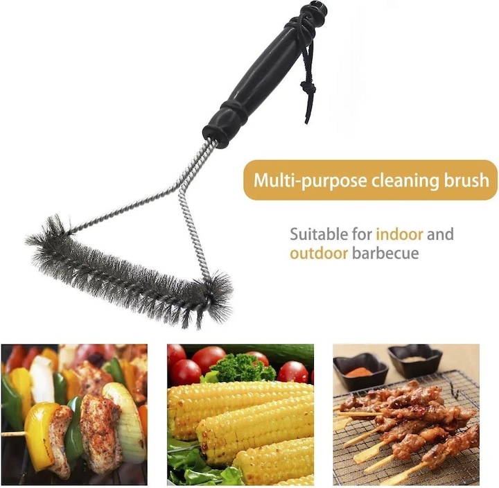 Produktbild König Design Grillbürste 28cm Reinigungsbürste Rost Grillreinigung Edelstahlborsten 3 Seiten (28 cm)